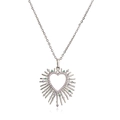 Dettaglio del pendente a cuore d'argento con cristalli rosa e punte colorate a raggiera - Collana con Diamanti Rosa Oro Bianco / 1 Pezzo