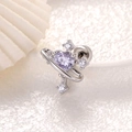 Silver planet stud earring with purple heart zircon and sparkling crystal stars - Purple Heart Planet Style (A735-4#) / Blue Purple (Single)