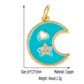 Gouden maan hanger met turquoise emaille en zirkoon hart voor het maken van sieraden - Turquoise Maan Hart Ster