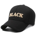 Schwarze Baseballkappe mit goldener BLACK-Stickerei, strukturierte Baumwollmütze Unisex - Schwarz mit Goldstickerei
