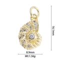 Detailed view of a gold seashell pendant with zircons, size 16.1mm x 8.9mm, weight 1.56g - Screw Shell (DZ-1757)