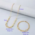 Golden stainless steel coffee bean link necklace and bracelet set with size details - Style 4 Bracelet (Gold Color)