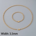 Parure de bijoux en acier inoxydable doré avec collier et bracelet O-link de 3,5 mm - Largeur de Chaîne 3.5mm (Or)