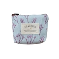 Mini floral canvas coin purse in light blue with floral pattern and zipper closure - Sky Blue
