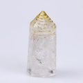 Clear quartz orgone pyramid tower with golden spiral wire coil for energy healing - Clear Quartz with Copper Coil