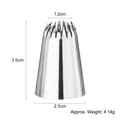 Beccuccio per decorazione torte in acciaio inox da 25mm con misure dettagliate - Rosa Griglia Nera