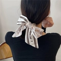 Fascia per capelli in seta crema con fiori stile francese per coda di cavallo - Floreale Vintage