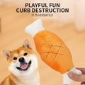 Chicken leg shaped plush cat toy in orange fabric with mesh texture for pet play - Chicken Leg