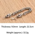 Retro dragon head keel chain bracelet in antique silver finish for men, 9mm width - Retro Silver Dragon Bracelet