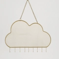 Golden cloud-shaped iron grid jewelry wall rack with nine hooks and a hanging chain - 30.5*19cm with 8 Hooks / WG-004 Dense Mesh