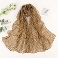 Elegante sciarpa in chiffon con stampa leopardata su pizzo dallo stile leggero - Caffè Scuro