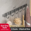 Appendiabiti a muro in acciaio inossidabile grigio canna di fucile, 6 ganci, 440mm - 44cm / 6 Ganci - Grigio Canna di Fucile