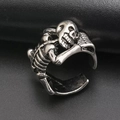 Vintage silver gothic skull ring with adjustable open band for men in punk style - Small Skull Open Ring