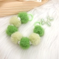 Green plush ball beaded phone wrist strap with cute green balloon dog charm pendant - Mint Green Style (K942)