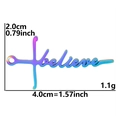 Rainbow gradient believe and cross stainless steel pendant charm with dimensions - Believe / Rainbow