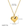Minimalist 18K gold stainless steel heart pendant necklace with 3D geometric facets - Gold (12206)