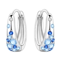 Boucles d'oreilles créoles en argent 925 avec cristaux dégradés bleus et blancs - Créole Bleue Dégradée 4159