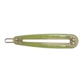 Barrette élégante en acétate vert rectangulaire avec strass roses et détails dorés - vert olive