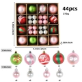 44-piece assorted Christmas ornament set with pink and green balls in a kraft gift box - 616-15 (Multi-color Set - 44pcs) / 3+6cm