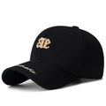 Classic black cotton baseball cap featuring gold 3D embroidery and side brim text - Black Gold Embroidery