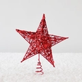 Rote glitzernde Sternspitze mit Hohlraumdesign für die Weihnachtsbaumdekoration - 20cm / Rot