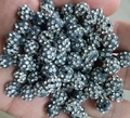 Sparkling black clay Shamballa beads with 10mm double hole and pavé crystal rhinestones - Black With White Rhinestone