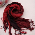 Classic red and black plaid faux cashmere scarf with elegant fringe details - XLB-002 Red and Black
