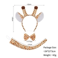 Set cerchietto da giraffa con orecchie di peluche, papillon e coda per bambini - Set Girafe Gialla 3 Pezzi