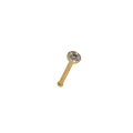 L-shaped gold stainless steel nose stud with a round clear cubic zirconia crystal - 0.8*7*2mm / Gold / Straight Bar