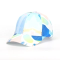Tie-dye baseball cap featuring vibrant tropical fruit and abstract art print in blue and yellow - Abstract Art Vibrant Mixed Color (57#)