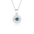 S925 sterling silver necklace featuring a spinning blue gemstone pendant with zircons - 925 Silver / Moissanite Blue Green Stone Silver