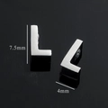 Polished stainless steel letter L pendant showing 7.5mm and 4mm product dimensions - Silver-Letter L