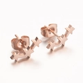 Minimalist rose gold star stud earrings with three stars in a curved layout - Rose Gold