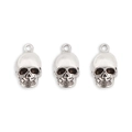 Three shiny silver skull pendants made of alloy for DIY necklaces and bracelets - Skull