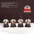 Vintage bronze Christmas lantern ornament with warm light and festive Santa reindeer scenes - Bronze Christmas Vintage Lantern Style (2476)
