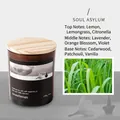 Soul Asylum aromatherapy soy candle in brown glass jar with wood lid and lemongrass scent - Soul Asylum