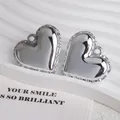 Colgante de corazón plateado pulido con borde de encaje para accesorios de joyería DIY - 31*34.5*8mm / Plateado