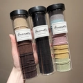 Durable high elasticity hair ties set in clear jars with assorted candy colors and black - Black + Macaron + Coffee (300 Pcs/Can)