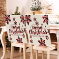Christmas chair covers featuring red plaid snowflake design and festive holiday greetings - Beige Red Black Plaid Ball Word (YT01-8)