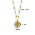 Detail showing 18.5mm compass pendant with colored diamonds and 41cm gold bead chain - Compass Octagram