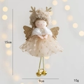 Christmas angel doll with mesh skirt, elk antlers and golden bell bells, 15cm height - Champagne Gold