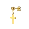Minimalist gold stainless steel ball stud earring with a dangling cross pendant for unisex - Minimalist Cross Style (No. 12) / Gold