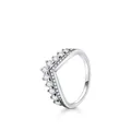 Eleganter S925 Sterlingsilber Kronen V-Ring mit funkelnden Zirkoniasteinen - US-Größe 8 / 925er Silber