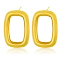 Elegant large chunky matte gold rectangular hoop earrings for women in stainless steel - Matte Satin Large Rectangle