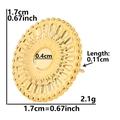Macro detail of 1.7cm golden stainless steel round earring stud with dimensions and weight - Radial Cutout (D79-G-Gold)