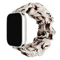 Beige and brown striped fabric scrunchie watch band replacement for Apple Watch - White Vertical Stripe