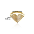 Detail shot of gold-plated ring showing pixel heart dimensions and zircon inlay details - Pixel Heart Design / Gold
