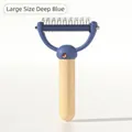 Large pet de-shedding comb with blue frame and beech wood handle for dogs and cats - Small / Blue