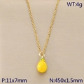 Goldene Edelstahlkette mit einem strukturierten gelben Ananas-Anhänger an einer feinen Kette - Ananas-Stil (KN292088-Z)