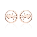 Orecchini a perno a forma di cuore e battito cardiaco in oro rosa con design circolare traforato - Oro Rosa